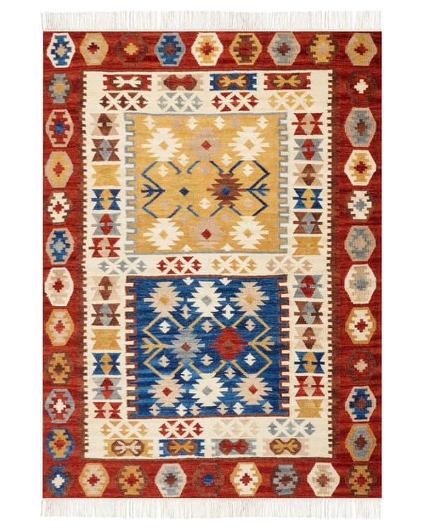 Kelim Matta Flerfärgad Ull 200 x 300 cm Handvävd Plattväv Orientaliskt Mönster med Tofsar Traditionell Vardagsrum Sovrum