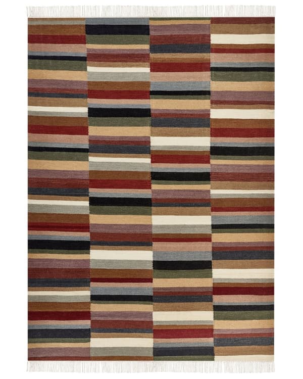 Kelim Matta Flerfärgad Ull 200 x 300 cm Handvävd Plattväv Geometriskt Mönster med Tofsar Traditionell Vardagsrum Sovrum