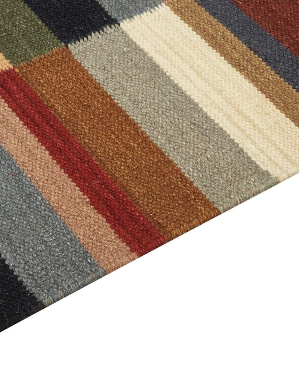 Kelim Matta Flerfärgad Ull 160 x 230 cm Handvävd Plattväv Geometriskt Mönster med Tofsar Traditionell Vardagsrum Sovrum