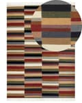 Miniatyrbild 1 av 7: Kelim Matta Flerfärgad Ull 160 x 230 cm Handvävd Plattväv Geometriskt Mönster med Tofsar Traditionell Vardagsrum Sovrum