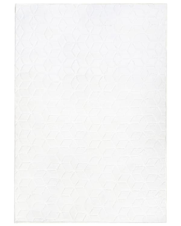Matto valkoinen 160 x 230 cm jäniksen tekoturkis pörröinen kuvioitu suorakulmio moderni