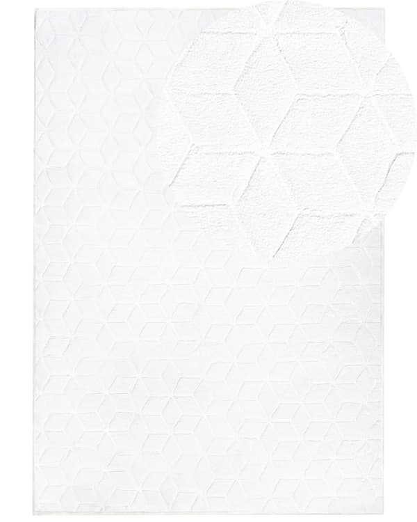 Matto valkoinen 160 x 230 cm jäniksen tekoturkis pörröinen kuvioitu suorakulmio moderni
