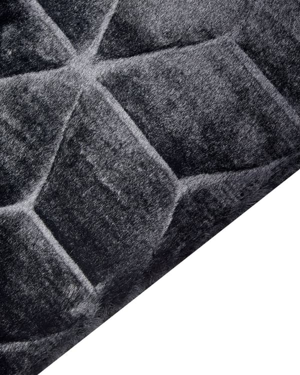 Matto musta 160 x 230 cm jäniksen tekoturkis pörröinen kuvioitu suorakulmio moderni