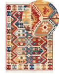 Pikkukuva 1 / 7: Matto monivärinen 200 x 300 cm villa suorakulmio geometrinen kuvio Kelim hapsut käsintehty boho