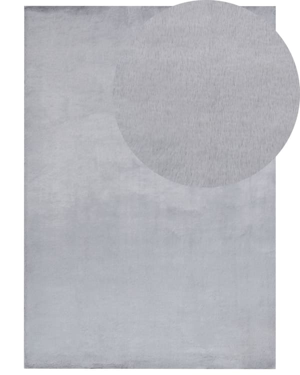 Matto vaaleanharmaa 160 x 230 cm jäniksen tekoturkis pörröinen suorakulmio pitkänukkainen moderni