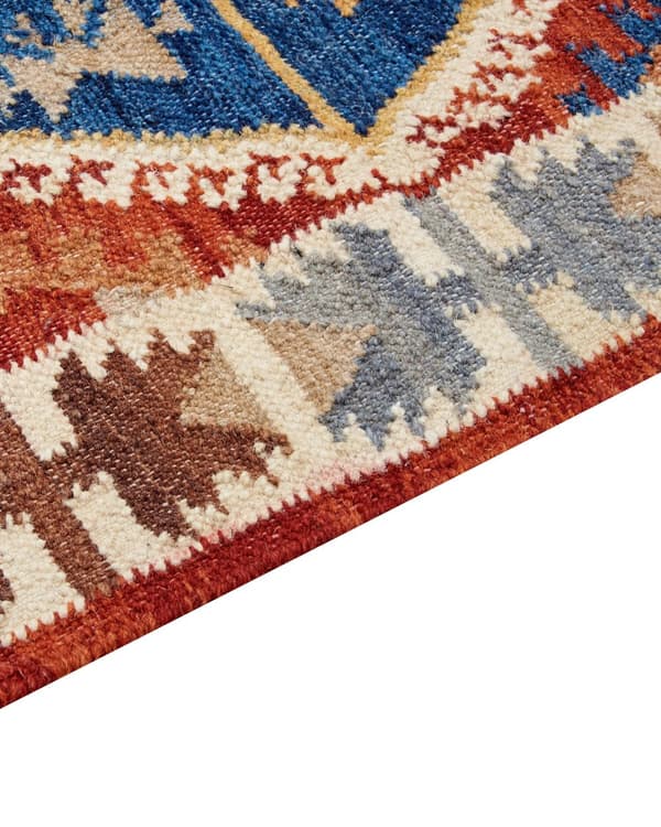 Matto monivärinen 80 x 150 cm villa suorakulmio geometrinen kuvio Kelim hapsut käsintehty boho