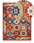 Pikkukuva 1 / 7: Matto monivärinen 160 x 230 cm villa geometrinen kuvio Kelim hapsut käsintehty suorakulmio boho