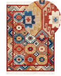 Pikkukuva 1 / 7: Matto monivärinen 200 x 300 cm villa geometrinen kuvio Kelim hapsut käsintehty suorakulmio boho