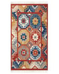 Miniatyrbild 4 av 7: Kelim Matta Flerfärgad Ull 80 x 150 cm Handvävd Plattväv Orientaliskt Mönster med Tofsar Traditionell Vardagsrum Sovrum