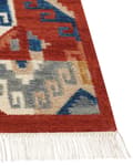 Miniatyrbild 6 av 7: Kelim Matta Flerfärgad Ull 80 x 150 cm Handvävd Plattväv Orientaliskt Mönster med Tofsar Traditionell Vardagsrum Sovrum
