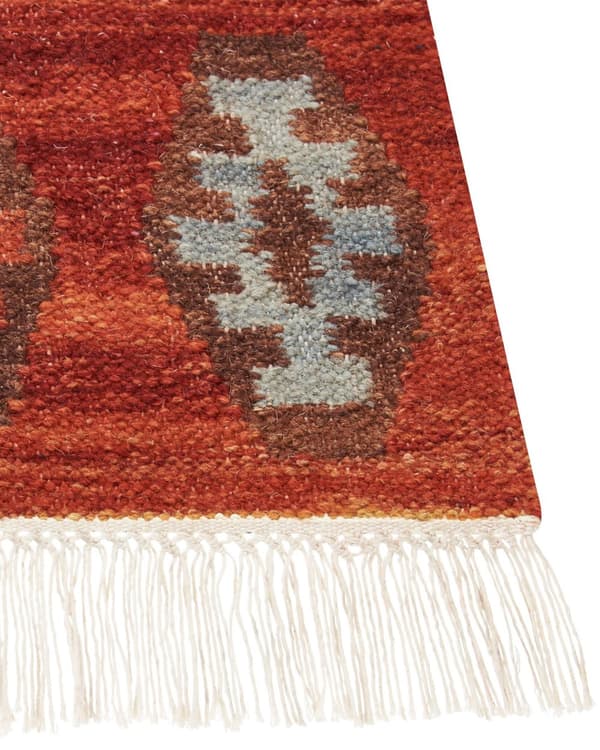 Gulvteppe Teppe Ull Flerfarget 80 x 300 cm Håndvevd Kelim Flatvevd Orientalsk mønster med dusker Tradisjonell Stue Soverom