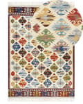 Pikkukuva 1 / 7: Matto monivärinen 200 x 300 cm villa puuvilla Kelim itämainen kuvio hapsut käsintehty boho