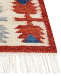 Miniatyrbilde 6 av 7: Gulvteppe Teppe Ull Flerfarget 160 x 230 cm Håndvevd Kelim Flatvevd Orientalsk mønster med dusker Tradisjonell Stue Soverom