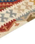 Miniatyrbilde 5 av 7: Gulvteppe Teppe Flerfarget Ull Kelim 200 x 300 cm Håndvevd Flatvevd Geometrisk mønster med dusker Tradisjonell Stue Soverom