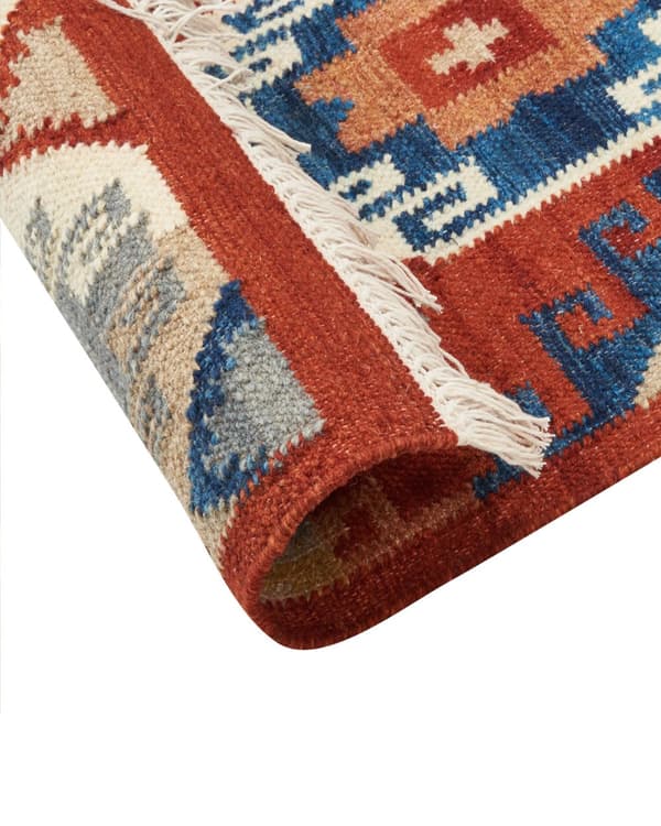 Gulvteppe Teppe Ull Flerfarget 160 x 230 cm Håndvevd Kelim Flatvevd Orientalsk mønster med dusker Tradisjonell Stue Soverom