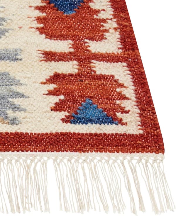 Gulvteppe Teppe Ull Flerfarget 200 x 300 cm Håndvevd Kelim Flatvevd Orientalsk mønster med dusker Tradisjonell Stue Soverom