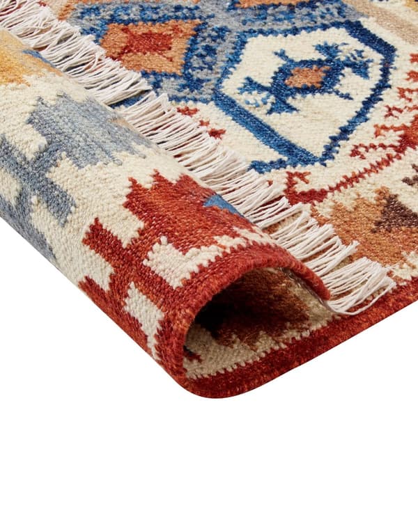 Gulvteppe Teppe Ull Flerfarget 200 x 300 cm Håndvevd Kelim Flatvevd Orientalsk mønster med dusker Tradisjonell Stue Soverom