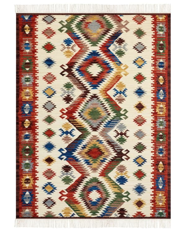 Kelimtæppe Multifarvet Uld 160 x 230 cm Fladvævet Løs Gulvtæppe til Børneværelse Mønstret Håndvævet Orientalsk Tæppe under Sofabord Tilbehør