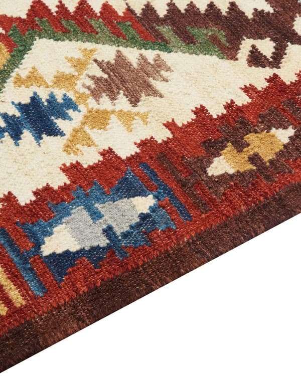 Kelimtæppe Multifarvet Uld 160 x 230 cm Fladvævet Løs Gulvtæppe til Børneværelse Mønstret Håndvævet Orientalsk Tæppe under Sofabord Tilbehør