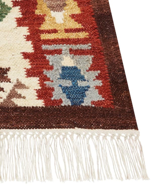 Kelimtæppe Multifarvet Uld 160 x 230 cm Fladvævet Løs Gulvtæppe til Børneværelse Mønstret Håndvævet Orientalsk Tæppe under Sofabord Tilbehør