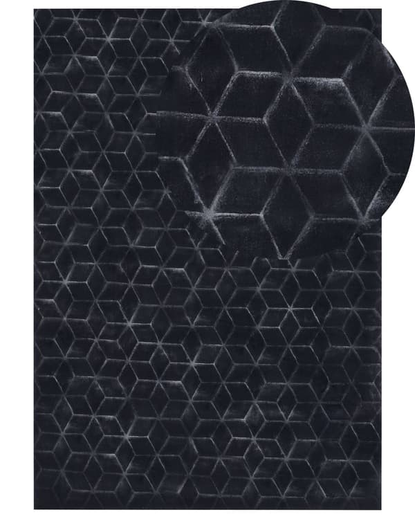 Fluffy Gulvtæppe Sort Pels 160 x 230 cm Blødt Luv Tæppe til Soveværelse Moderne Pelstæppe Tilbehør til Stuen Ryatæppe Tæppe under Sofabord
