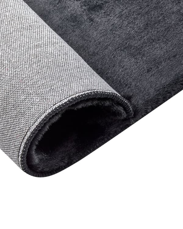 Fluffy Gulvtæppe Sort Pels 160 x 230 cm Blødt Luv Tæppe til Soveværelse Moderne Pelstæppe Tilbehør til Stuen Ryatæppe Tæppe under Sofabord