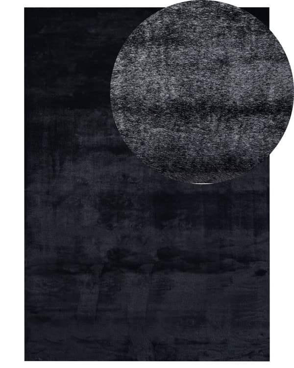Fluffy Gulvtæppe Sort Pels 160 x 230 cm Blødt Luv Tæppe til Soveværelse Moderne Pelstæppe Tilbehør til Stuen Ryatæppe Tæppe under Sofabord