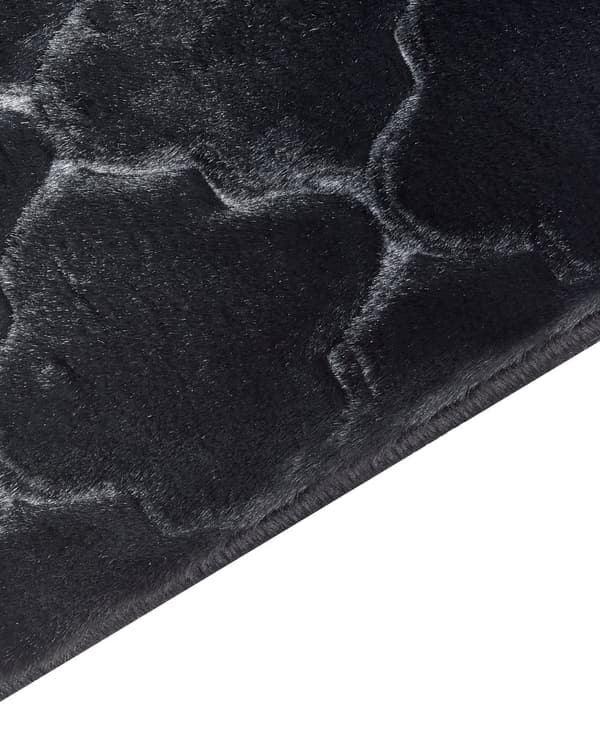 Fluffy Gulvtæppe Sort Pels 80 x 150 cm Blødt Luv Tæppe til Soveværelse Moderne Pelstæppe Tilbehør til Stuen Ryatæppe Dekoration