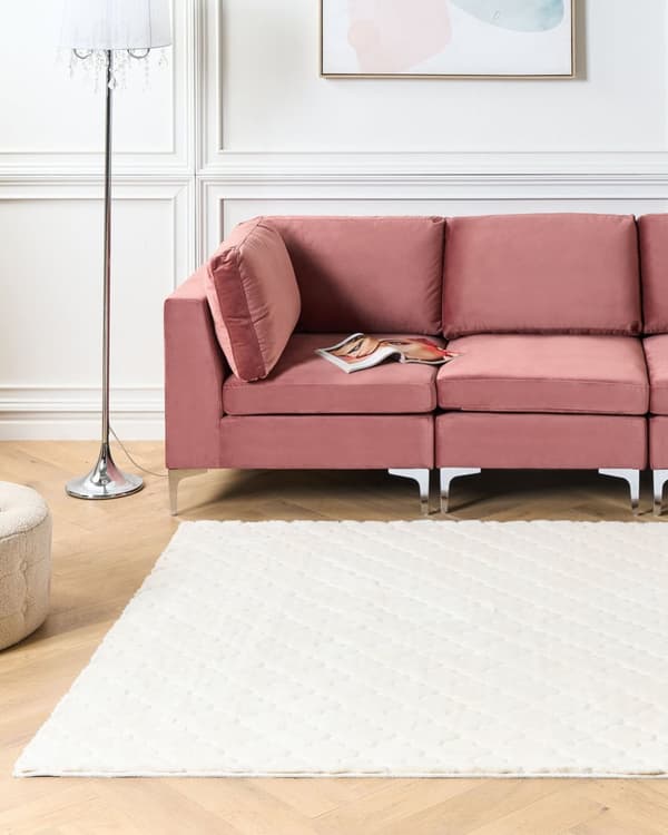 Fluffy Gulvtæppe Hvid Pels 160 x 230 cm Blødt Luv Tæppe til Soveværelse Moderne Pelstæppe Tilbehør til Stuen Ryatæppe Tæppe under Sofabord
