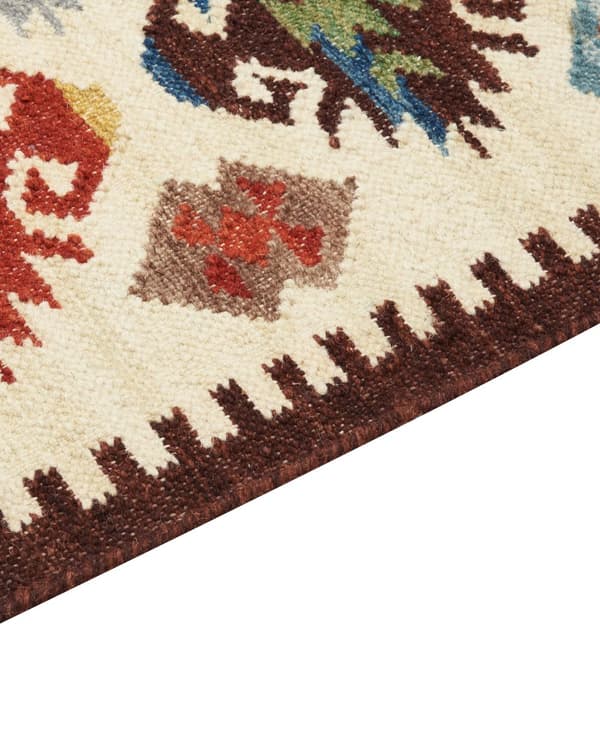 Kelim Matta Flerfärgad Ull 160 x 230 cm Handvävd Plattväv Orientaliskt Mönster med Tofsar Traditionell Vardagsrum Sovrum