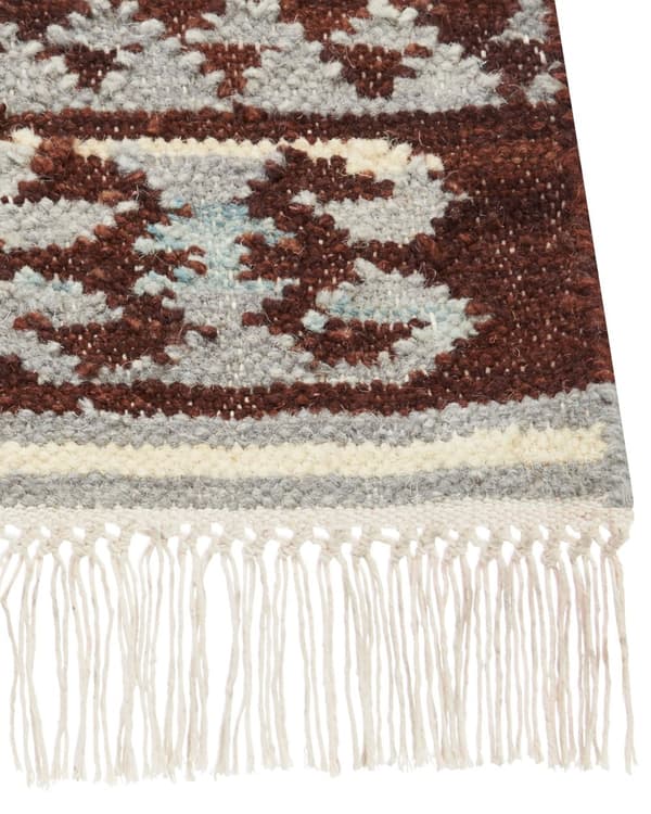 Kelim Matta Flerfärgad Ull 160 x 230 cm Handvävd Plattväv Orientaliskt Mönster med Tofsar Traditionell Vardagsrum Sovrum