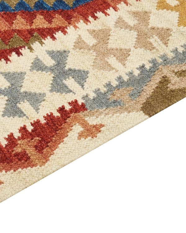 Matto monivärinen 80 x 150 cm villa puuvilla käsintehty Kelim hapsut geometrinen kuvio boho