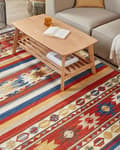 Pikkukuva 2 / 7: Matto monivärinen 160 x 230 cm villa puuvilla Kelim hapsut itämainen kuvio käsintehty boho