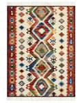 Pikkukuva 4 / 7: Matto monivärinen 160 x 230 cm villa puuvilla hapsut itämainen kuvio Kelim käsintehty boho