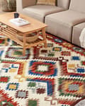 Pikkukuva 2 / 7: Matto monivärinen 200 x 300 cm villa puuvilla hapsut itämainen kuvio Kelim käsintehty boho