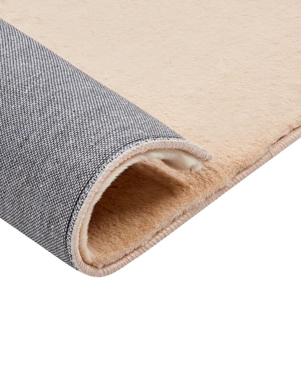 Matta Kaninpäls Fuskpäls Beige 80 x 150 cm Mjuk Shaggy Hög Lugg Vardagsrum Sovrum