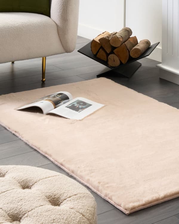 Matta Kaninpäls Fuskpäls Beige 80 x 150 cm Mjuk Shaggy Hög Lugg Vardagsrum Sovrum