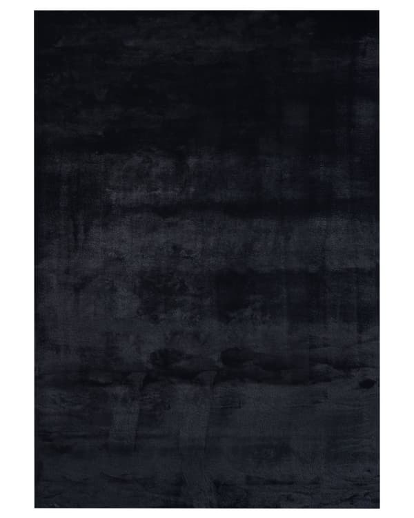 Matta Kaninpäls Fuskpäls Svart 160 x 230 cm Mjuk Shaggy Hög Lugg Vardagsrum Sovrum