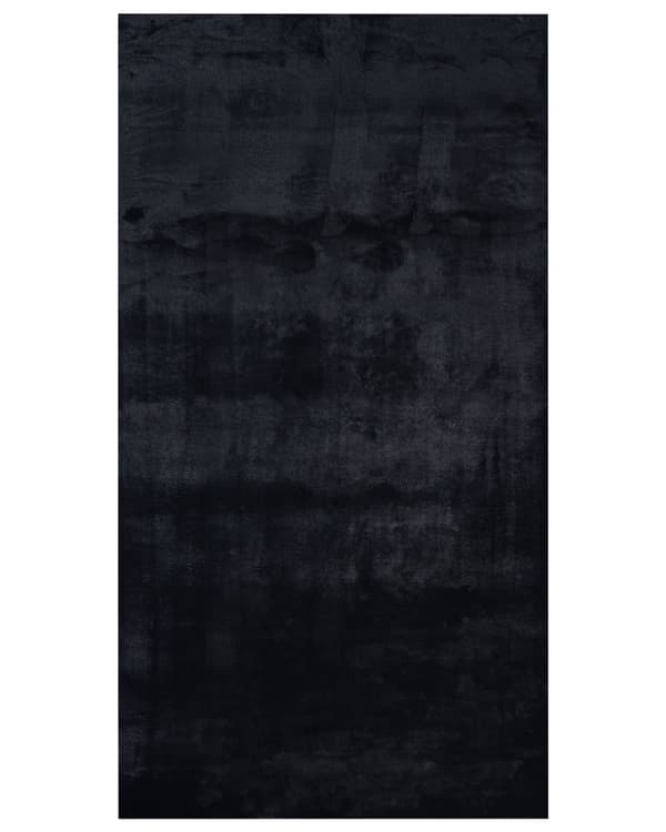 Matta Kaninpäls Fuskpäls Svart 80 x 150 cm Mjuk Shaggy Hög Lugg Vardagsrum Sovrum