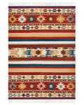 Miniatyrbild 4 av 7: Kelim Matta Flerfärgad Ull 200 x 300 cm Handvävd Plattväv Orientaliskt Mönster med Tofsar Traditionell Vardagsrum Sovrum