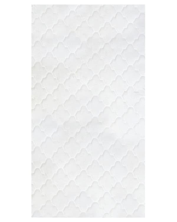 Konstgjord Kaninpälsmatta Vit Polyesterpäls 80 x 150 cm Mjuk Shaggy Lång Lugg Spaljémönster