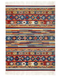 Miniatyrbild 4 av 7: Kelim Ullmatta Flerfärgad 200 x 300 cm Handvävd Etniskt Motiv Rustik Orientalisk Design