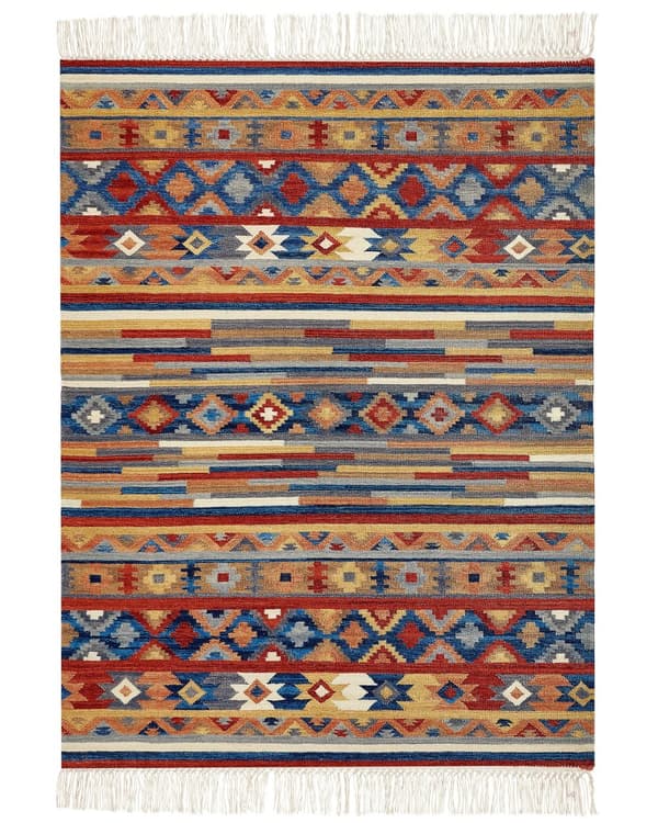 Kelim Ullmatta Flerfärgad 200 x 300 cm Handvävd Etniskt Motiv Rustik Orientalisk Design