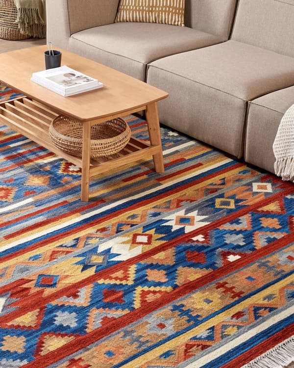 Kelim Ullmatta Flerfärgad 200 x 300 cm Handvävd Etniskt Motiv Rustik Orientalisk Design