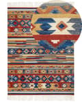 Miniatyrbild 1 av 7: Kelim Ullmatta Flerfärgad 200 x 300 cm Handvävd Etniskt Motiv Rustik Orientalisk Design