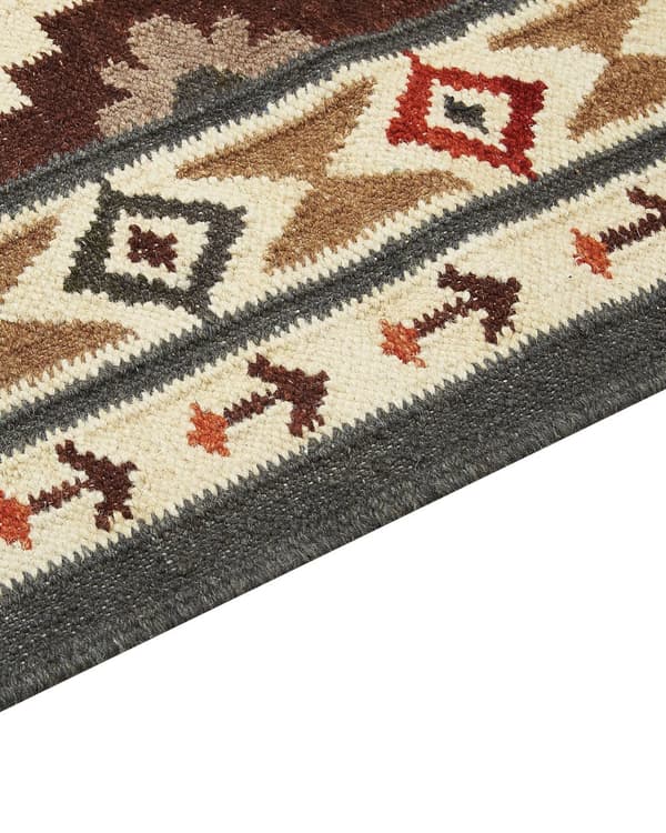 Ullmatta Flerfärgad 80 x 300 cm Handvävd Kelim Matta Rustik Orientalisk Design