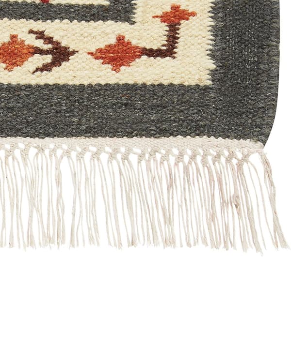 Ullmatta Flerfärgad 80 x 300 cm Handvävd Kelim Matta Rustik Orientalisk Design