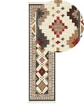 Miniatyrbild 1 av 7: Ullmatta Flerfärgad 80 x 300 cm Handvävd Kelim Matta Rustik Orientalisk Design