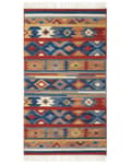 Miniatyrbild 4 av 7: Kelim Ullmatta Flerfärgad 80 x 150 cm Handvävd Etniskt Motiv Rustik Orientalisk Design