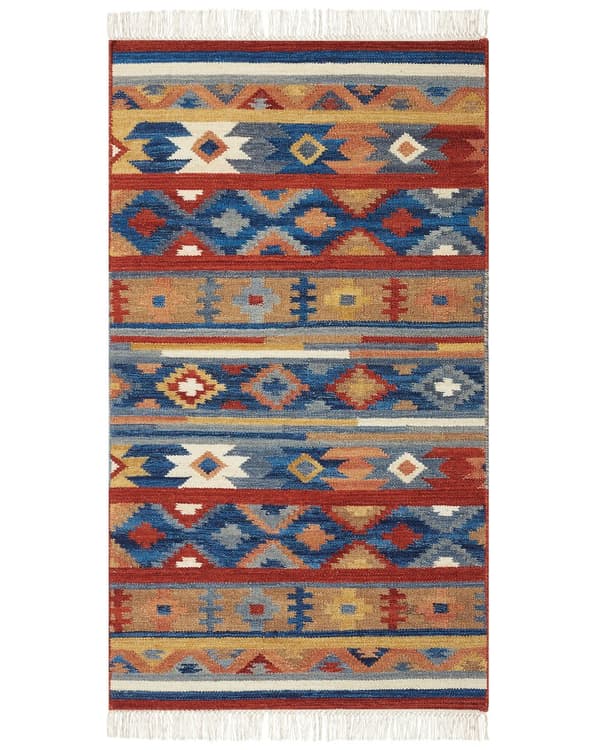 Kelim Ullmatta Flerfärgad 80 x 150 cm Handvävd Etniskt Motiv Rustik Orientalisk Design